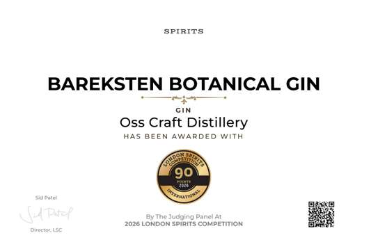 Bareksten Botanical-Gin fikk gullmedalje i London-Spirits Competition.