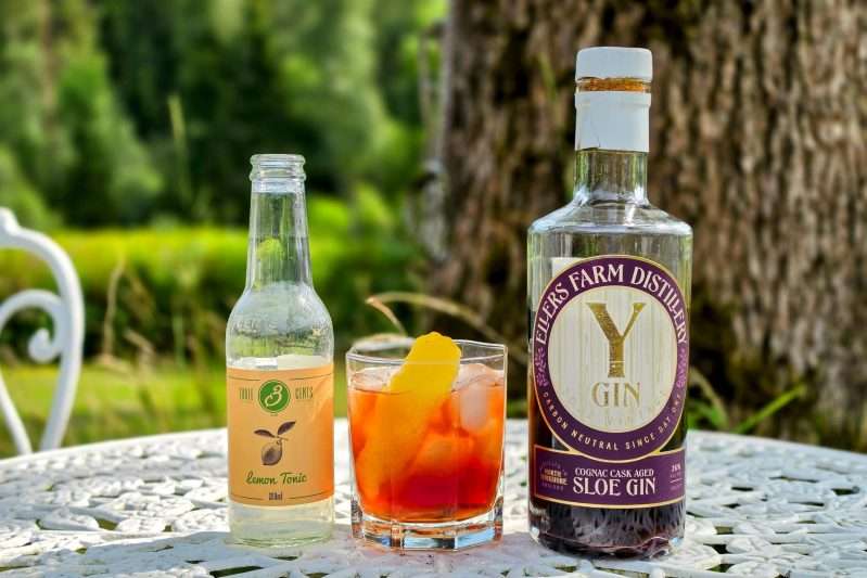 Gin og Tonic med Y-gin Cognac Cask Sloe Gin